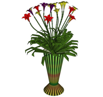现代花卉花瓶su模型
