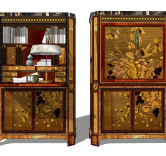 中式实木书柜su模型