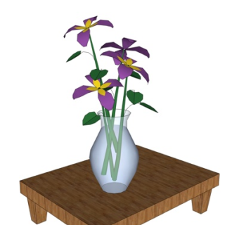 现代花卉花瓶su模型