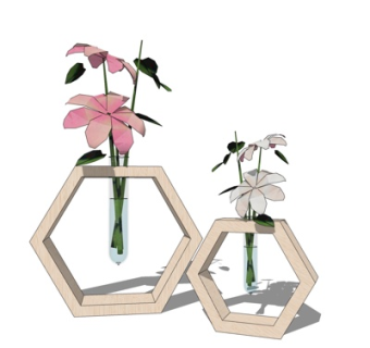 北欧花卉花瓶su模型