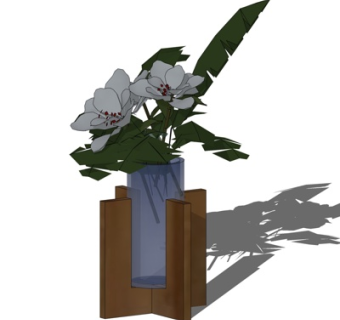 现代花卉花瓶su模型