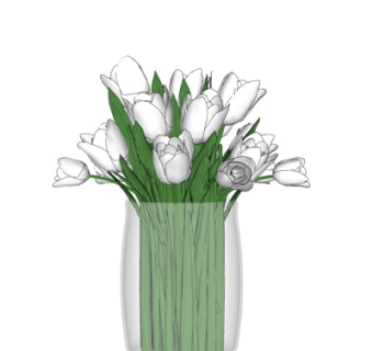 现代花卉花瓶su模型