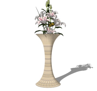 现代花卉花瓶su模型