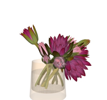 现代花卉花瓶su模型