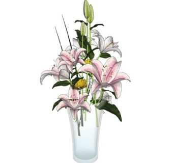 现代花卉花瓶su模型