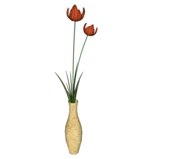 现代花卉花瓶su模型
