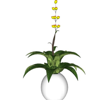 现代花卉花瓶su模型