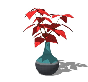 现代花卉花瓶su模型