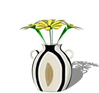 现代花卉花瓶su模型