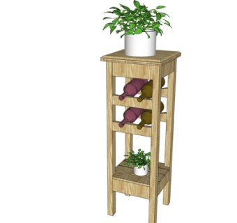 现代红酒架su模型