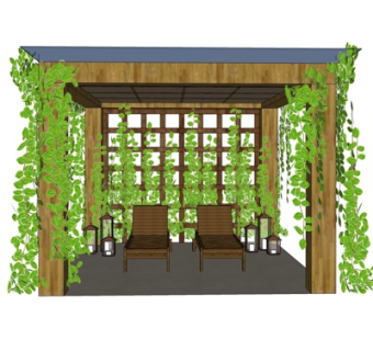新中式凉亭su模型