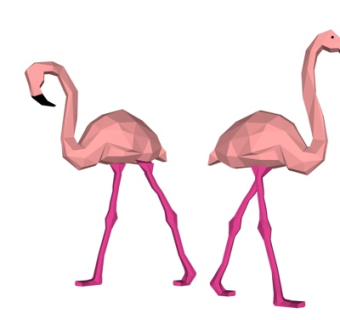 现代火烈鸟摆件su模型