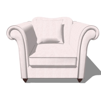 欧式布艺单人沙发su模型