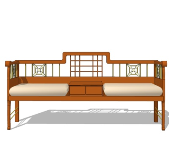 中式实木休闲椅su模型