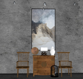 现代休闲椅边柜su模型