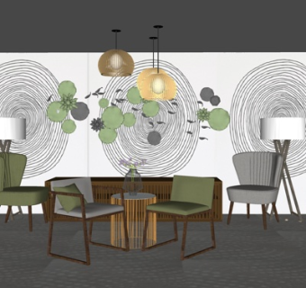 北欧休闲椅边几su模型