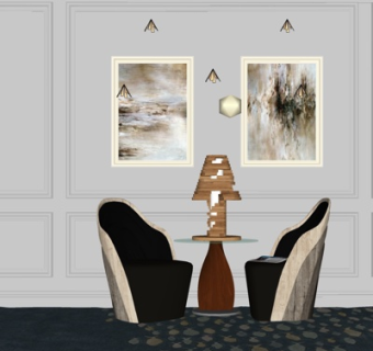 后现代休闲椅茶几su模型