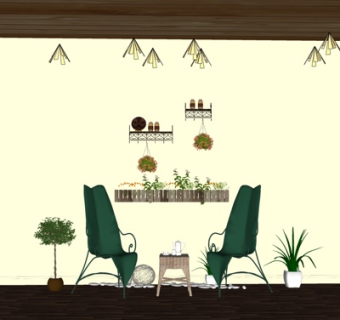 现代休闲椅边几su模型