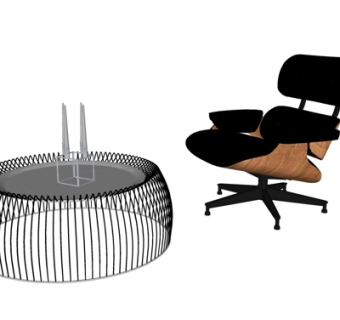 现代办公椅茶几su模型