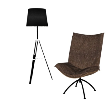 现代休闲椅落地灯su模型