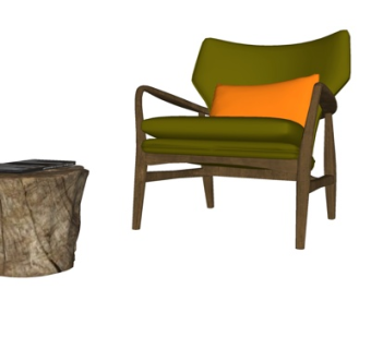 现代休闲椅边几su模型