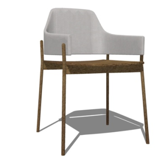 现代实木单椅su模型