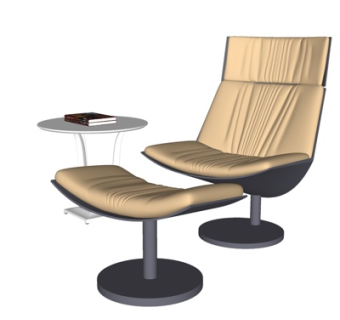 现代布艺休闲椅边几su模型