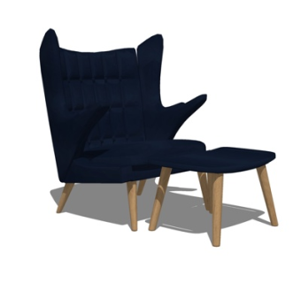 现代布艺休闲椅脚榻su模型