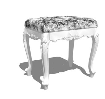 简欧布艺凳子su模型