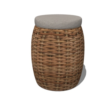 现代藤编圆凳su模型