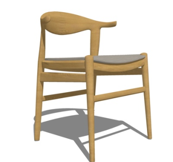 现代实木单椅su模型