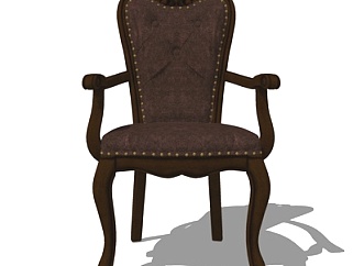 欧式皮革单椅su模型