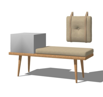 现代实木长凳su模型