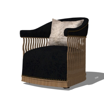 现代藤编休闲椅su模型