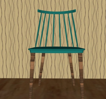 现代实木单椅su模型