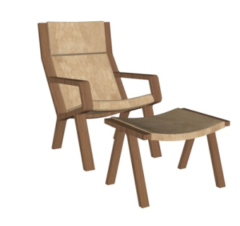 现代实木休闲椅脚榻su模型