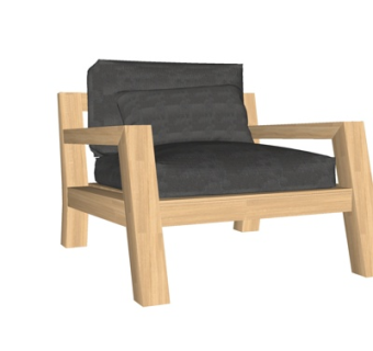 北欧原木休闲椅su模型