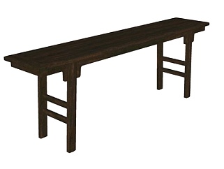 现代实木长凳su模型