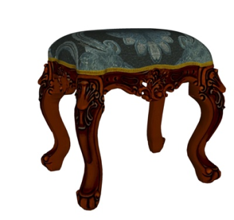 欧式布艺凳子su模型