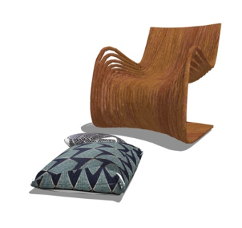 现代竹编休闲椅su模型