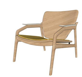 北欧原木休闲椅su模型