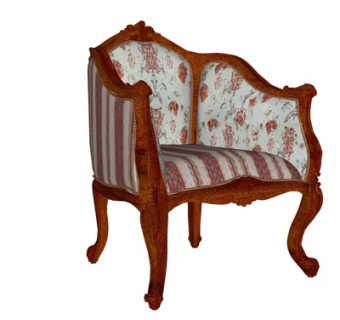 欧式布艺休闲椅su模型