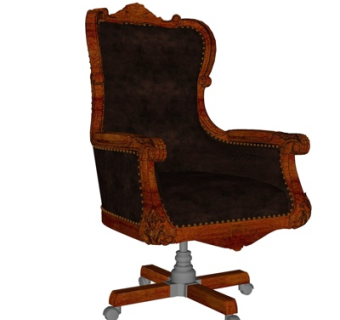 美式实木办公椅su模型