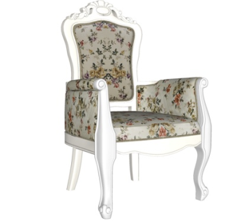 欧式布艺休闲椅su模型