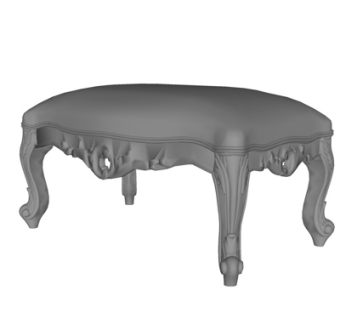欧式布艺凳子su模型