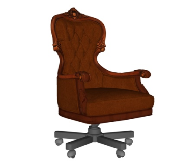 欧式布艺办公椅su模型