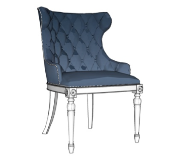 欧式布艺单椅su模型