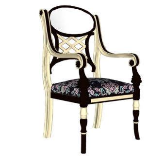 欧式布艺单椅su模型