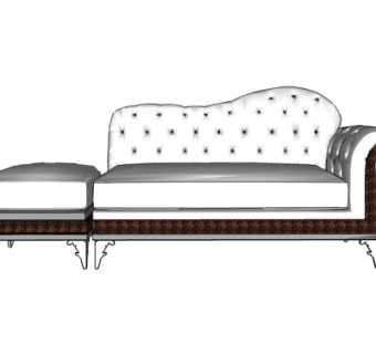 欧式布艺多人沙发su模型