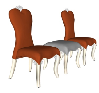 欧式布艺单椅su模型